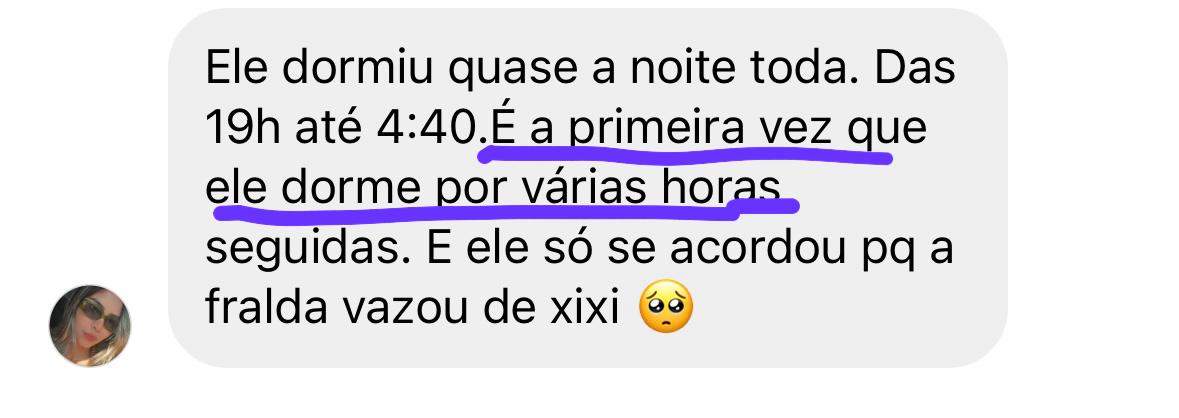 Depoimento de mãe: bebê dormiu várias horas seguidas pela primeira vez