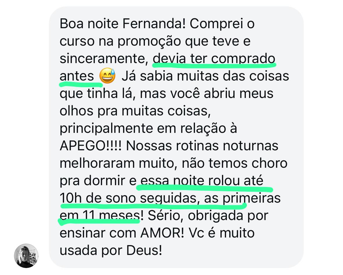 Depoimento de mãe: rotinas noturnas melhoraram, sem choro para dormir