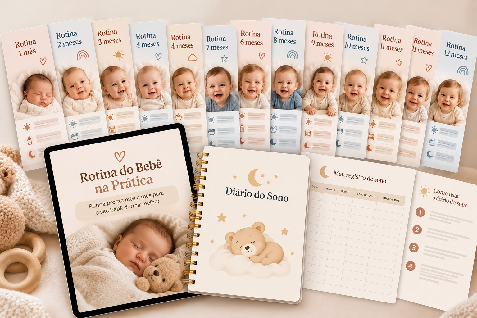 Material Rotina do Bebê na Prática: rotinas mensais, Diário do Sono e registros